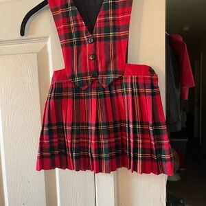 O’Neil of Dublin red plaid skirt vest dress